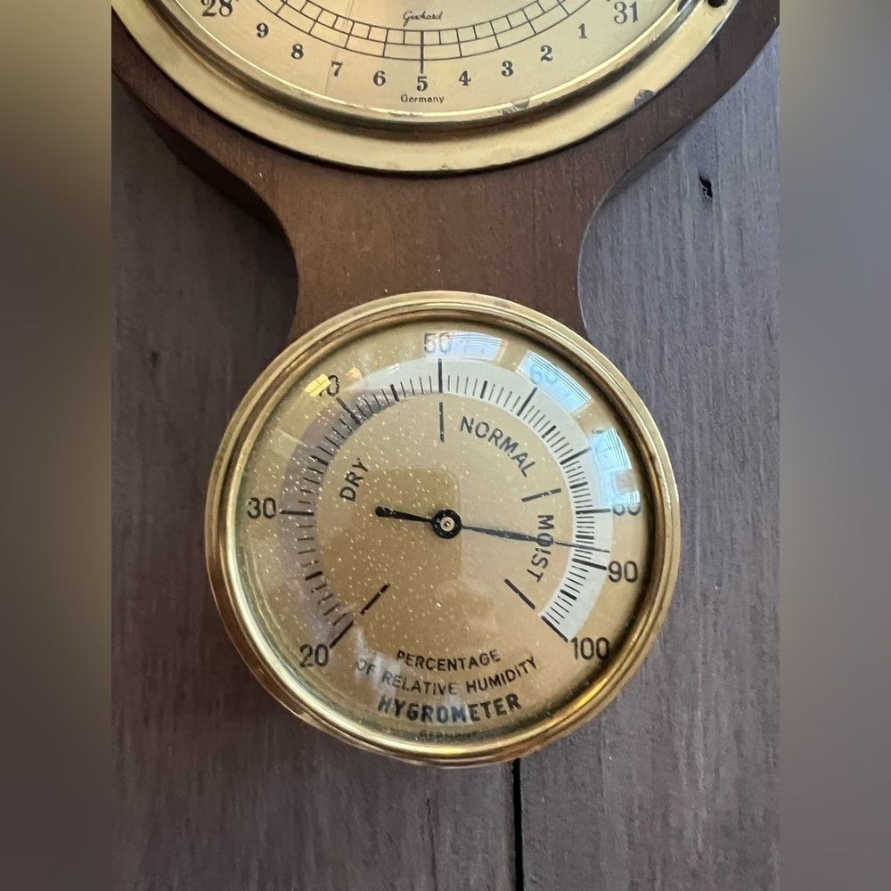 Vintage Gischard Germany Mid Century Modern Banjo Barometer Weather Station - Picture 2 of 7